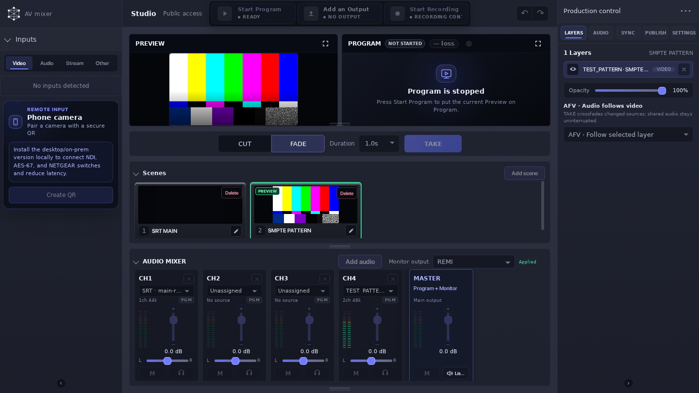 Callaba AV Mixer example interface