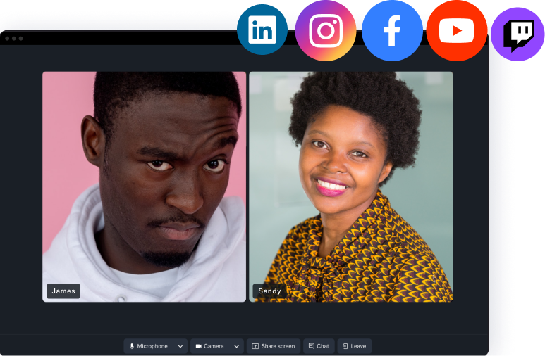 Stream video conference to Socials